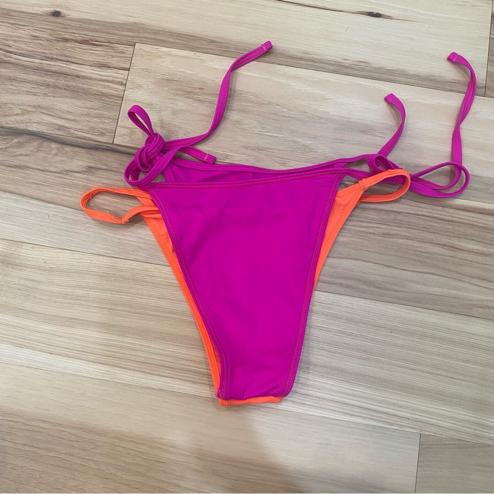 Pink and orange reversible bikini bottoms Sz S swim bathing suit #bikinibottoms